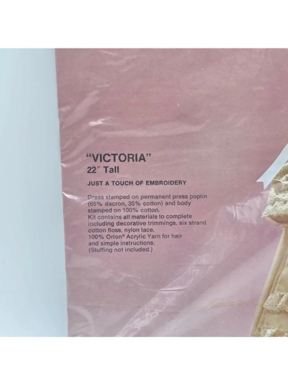 Vintge Bucilla Embroidery Doll Kit Victoria 22